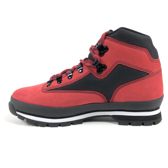 Timberland Euro Hiker F/L Red Black Leather Boots - Picture 3 of 10